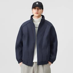 DUKEEN Men's Winter Padded Bomber Jacket Stand Collar Windproof Casual Coat Loose Fit Warm Streetwear Jacket