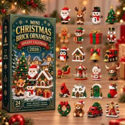 24-Day Mini Christmas Brick Ornament Advent Calendar,Unique Designs, Buildable Bricks, Hanging Loops Included, Holiday Countdown