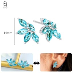 925 Sterling Silver Needle Exquisite Turquoise Silver Earrings for Women Blue Crystal Geometry Pendant Earrings Luxury Jewelry