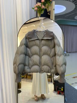 Winter Puff Knitted Splicing Down Jacket Women White Duck Down Big Lapel Outwears Female Fluffy Warm Thick Parker Bread Jacket