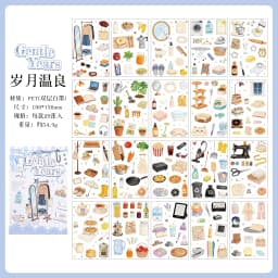 Journal GO 20sheets Mini Watercolor Life Sticker Book Daily Food Home & Music Decal for Journaling Planner Craft & Scrapbooking