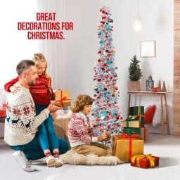 5Ft Foldable Pencil Christmas Tree, Easy To Assemble and Store, Pop-Up Christmas Tree Artificial Ultra-Thin Sequin Christmas and Halloween Decoration for Autumn Home Decoration Fireplace Home Porch Holiday Christmas, Winter Party Decoration
