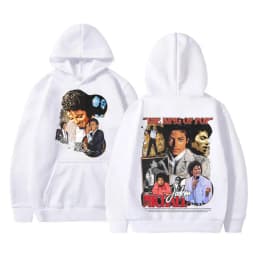Classic Michael Jackson King of Pop Double Sided Print Hoodie Men Vintage Gothic Rock Sweatshirt Man Casual Oversized Streetwear