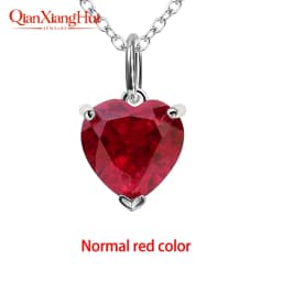 3.6ct 9*9mm S925 Silver Heart Shape Lab Grown Royal Blue/Cornflower Sapphire Pigeon Blood Red Inclusions Stone Pendant Necklace