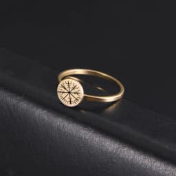 Skyrim Nordic Vegvisir Runic Compass Ring Stainless Steel Aegishjalmur Helm of Awe Rings Amulet Jewelry for Women Men