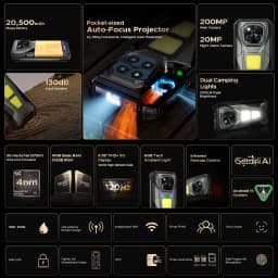 Global Version DOOGEE V Max Play 5G Projector Rugged Phone 6.78" 20500mAh Battery Dual Camping lights Dimensity 7300 NFC Phone