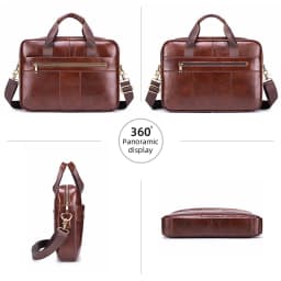 SCHLATUM Genuine Leather Briefcase for Men Large Capacity Laptop Bag's Men's Office Business Handbag