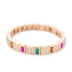 2024 New Gold Color Bangle Happy Elastic Bracelets For Women Beaded Accessory