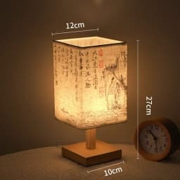 LED Decoration Table Lamps Simple Chinese Style Dimmable Plug Night Light Fabric Lampshade Square Bedroom Bedside Desk Lights