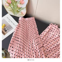 Spring Summer Tall Women's High Waist Pleated Skirt - Korean Elegant Ruffle Trim Flared Maxi Skirt with Wide Hem