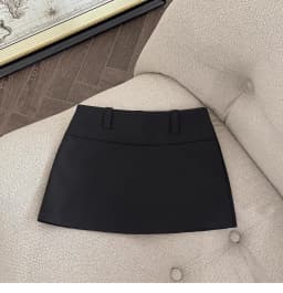Black Suit Style Skirt Korean A-Line Wrap around Skirt Grey Short Skirt for Women Spring Summer Casual Polyester Fiber