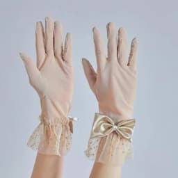 Women Sexy Mesh Thin Transparent Dot Bow Gloves Summer Sunscreen Drive Breathable Retro Opera Performance