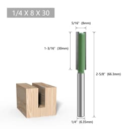 LAVIE 1pc 1/4mm Shank Straight Bit Double Flute Router Bits Milling Cutter For Wood Woodwork Tool C07-002