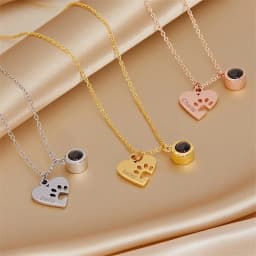 Personalized Engraved Name Picture Necklace Custom Photo Projection Necklaces Dog Cat Paw Necklace Memorial Gifts for Pet Lover