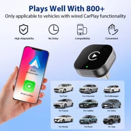Mini Wireless CarPlay Adapter 2026 New Version, Stable No-Delay Plug&Play for Android Auto iPhone iOS USB/Type-C