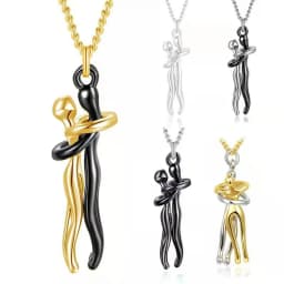 45cm Length Movable Lover Hug Copper Pendant Necklace Neck Hanging Jewelry Men Women Valentine's Day Gift Drop Shipping