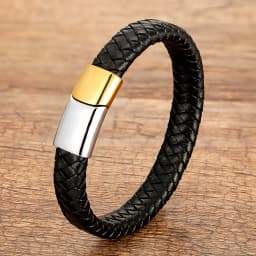 Red Black Classic Men's Leather Bracelets Charm Design Stainless Steel Magnet Bangles For Women Friendship Couple Jewelry Gifts