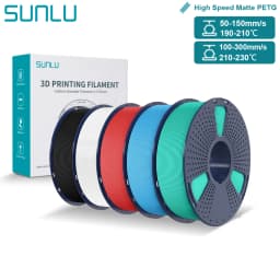 SUNLU High Speed Matte PETG Filament 1.75mm High Toughness Easy Print Fast 3D Printing Material Durable Smooth Finish 1KG Spool