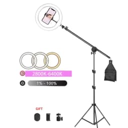 Phone Tripod C Stand for Photo Studio 2M with 1.4M Crossbar Boom Arm Sandbag Supporting Photography Phone Flash Video Record