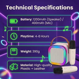 Portable Karaoke Machine Bluetooth Speaker with 2 Wireless Microphones RGB LED Light Home Party Singing Speaker HandheldKTV Gift