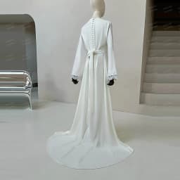 Simple Elegant Wedding Dresses A Line Woman's Formal Lace Long Sleeve Bride Gowns Button Sweep Train Customized Vestido De Novia