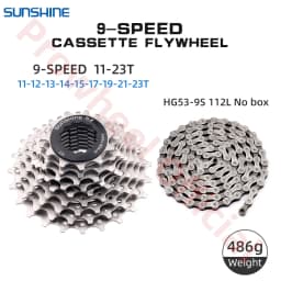Shimano K7 9Speed Freewheel and Chain Groupset H200 Sunshine 23/25/28/30/32/36/40/42/46/50T Cassette HG53/KMC X9 Chain 9V Kit
