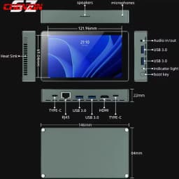 H55N 5.5' Touchscreen Mini PC Intel N5100 4-Core 8GB DDR4 128GB SSD Windows11 1920x1200 IPS WiFi6 BT5.0 4xUSB 3.0 Type-C Mini PC