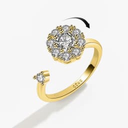SMJEL Flower Shiny Rhinestone Rotatable Fidget Spinner Ring for Women Anti Anxiety Butterfly Animal Design Anti Stress Accessory