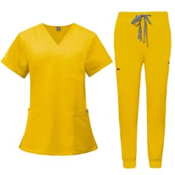 Short Sleeve V-neck Tops+jogger Pants Set Scrubs Uniform Suit Nursing Uniform Women Multicolor Pet Doctor Scrub Medical Workwear
