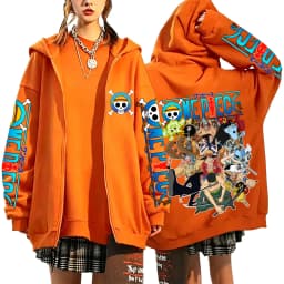 One Piece Luffy Zoro Sanji All Characters 2026 New Japanese Anime Fashion Y2K Casual Sportswear Men's Couple Style Zip Up Hoodie