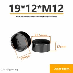 20Pcs Hexagonal Nut Flat Head Plastic Protective Cap External Hexagonal Screw Low Head Decorative Cap Dust-Proof Cover