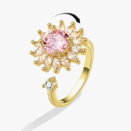 SMJEL Flower Shiny Rhinestone Rotatable Fidget Spinner Ring for Women Anti Anxiety Butterfly Animal Design Anti Stress Accessory