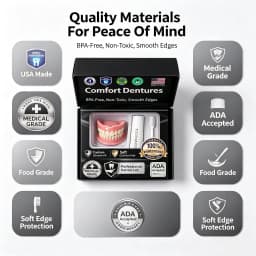 2026 New Instant Smile Moldable Silicone Denture Kit, Natural Ivory Upper & Lower False Teeth With Toothbrush & Toothpaste