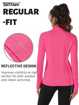 TACVASEN Fleece 1/4 Zip-Up Pullover Womens Warm Long Sleeve Outdoor Sports Tops Breathable Athletic Running Jogging Sweatshirts