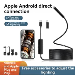 8mm Lens Industrial Endoscope, 1920p Borescope with Adjustable Led Light Ip67 Waterproof Camera for iPhone, Ipad, Samsung