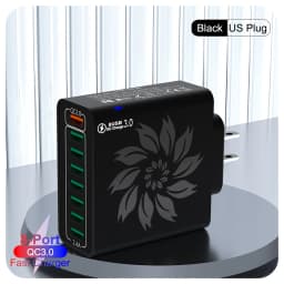8 Ports USB Charger QC 5.0 Fast Charging EU US KR Plug 65W Fast Charger Power Adapter For iPhone 15 Xiaomi Samsung Wall Charger