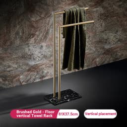 Floor Standing Marble Stone Base Luxury Hotel Towel Rack Holder Towel Storage Shelf Brush Gold Towel Bar FR1052