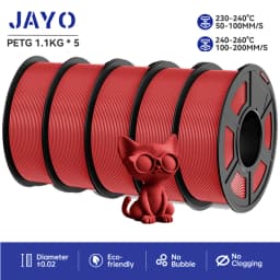 JAYO Filaments PETG 5 Rolls Mixed Colors 3D Printer Filament 1.75mm 100% No Bubble FDM 3D Printer Materials DIY Gift 1.1KG/1 Rol