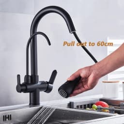 Onyzpily Black Touch/NO Sensor Kitchen Faucet Pull Out Sink Faucets Hot Cold Mixer Pure Water Tap Deck Mounted Taps Dual Handle