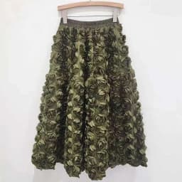DEAT 2024 Autumn New Versatile Three Dimensional Flower Mid-calf Skirt High Waist Big Swing Fashion A-line Skirts Female 33A2033