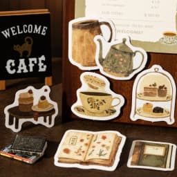 30 Sheets/Bag Japanese Tea House Retro Theme Washi Paper Sticker Pack for DIY Craft, Scrapbook Material, Birthday Gift