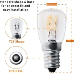 6 Pack Light Bulb T26 E12/E14/E17/E27/B22 25/15W 120V/230V Incandescent Small Edison for Microwave, Oven, Fridge, Salt Lamp