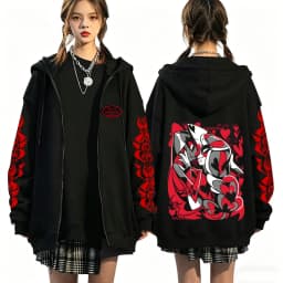 Hazbin Hotel 2026 New Anime 2D Print Hoodie Fun Style Men's and Women's Zip-up Sweatshirt