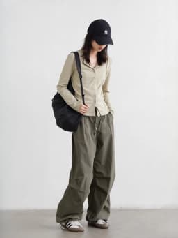 CHIC VEN Women Pants Solid Loose Casual Outdoor Workwear Female Wide Leg Trousers Drawstring Windproof Spring Autumn 2025
