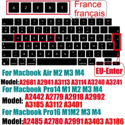 Keyboard Cover for MacBook M4 M3 M2 Pro/Max Chip MacBook Air 15.3"/13.6" A3240/A3241/A2941 Pro 14"/16" A2992/A2779/A2991/A2918