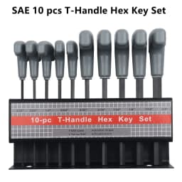 WOZOBUY 10pc Metric Or Inch T-Handle Hex Key Allen Wrench Tool Set Or Star T-Handle Hex Key Set with Convenient Storage Stand