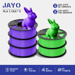 JAYO PLA Filaments 5 Rolls/ 3D Printer Filament 1.75mm FDM 3D Printer Materials Neatly Wound High Toughness for FDM 3D Printer