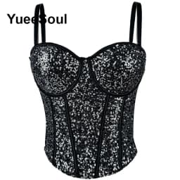 Black Y2K Tops White Rhinestone Sequins Tassel Slim Crop Top New Gothic Party Club Wedding High Street Sexy Corset Top Camis