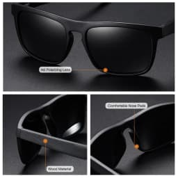 Polarized 100% Natural Wooden Sunglass Frame Bamboo Black Sunglasses Men's UV Protection Luxury Vintage Sunglasses