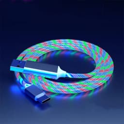 Flow Luminous USB Type C Cable 3A Fast Charging Data Cord for Samsung Xiaomi OPPO Huawei IPhone Charger Micro USB Wire LED Cable
